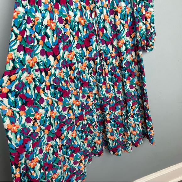 Fresha London scarlet tulips print midi dress size XS long sleeve - Picture 10 of 15